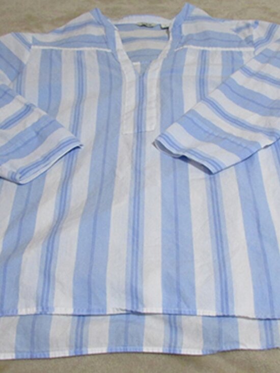 L.L. Bean Tops - L.L. Bean Women's Tunic Style Blue & White Stripe Shirt - Size Large (B)